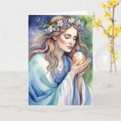 Ostara Goddess Spring Equinox Sabbat Wicca Holiday Kaart (Gele Bloem)