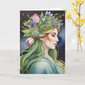 Ostara Goddess Spring Equinox Sabbat Wicca Holiday Kaart (Gele Bloem)