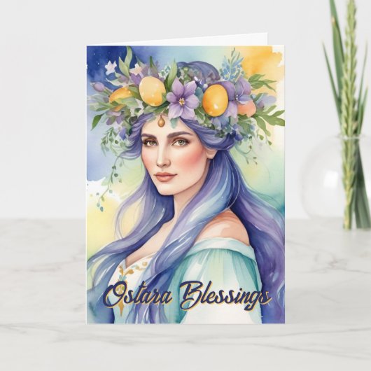 Ostara Godin Lent Equinox Sabbat Wicca Feestdag Kaart (Voorkant)