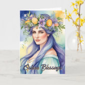 Ostara Godin Lent Equinox Sabbat Wicca Feestdag Kaart (Gele Bloem)