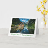 Ostara Lente Zonnewende met kajuitmeer huis Kaart (Gele Bloem)