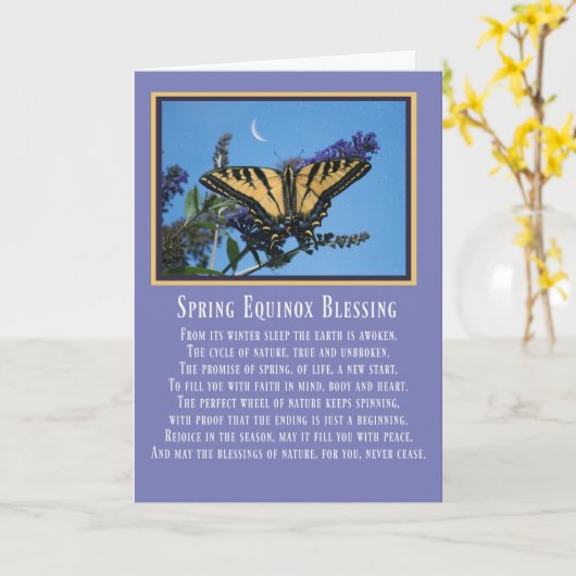 Ostara Spring Equinox Blessing with Butterfly Kaart (Gele Bloem)
