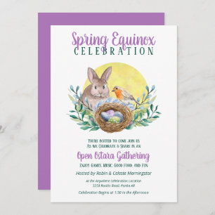 Ostara Spring Equinox Bunny & Bird Nest Sabbat Kaart