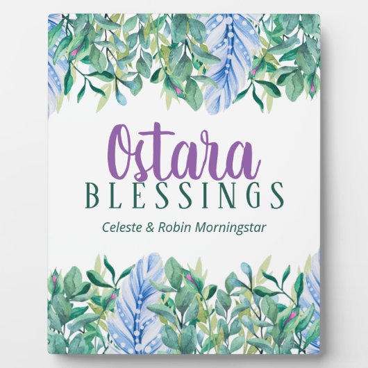 Ostara Spring Equinox Foliage & Feathers Pagan Fotoplaat (Voorkant)