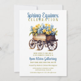 Ostara Spring Equinox Vintage Flower Cart Sabbat Kaart