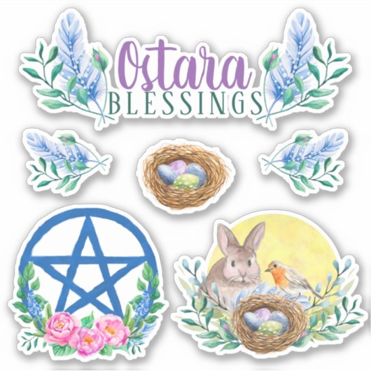 Ostara Spring Equinox Wicca Sabbat Floral Sticker (Voorkant)