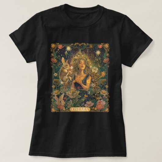 Ostara Spring Goddess Bunny Holiday Tarot Kaart T-shirt (Design voorkant)