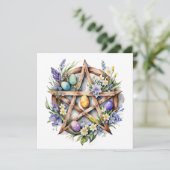 Ostara Star Pentacle Spring Equinox Eostre Wicca Feestdagenkaart (Staand voorkant)