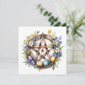 Ostara Star Pentacle Spring Equinox Eostre Wicca Feestdagenkaart (Staand voorkant)