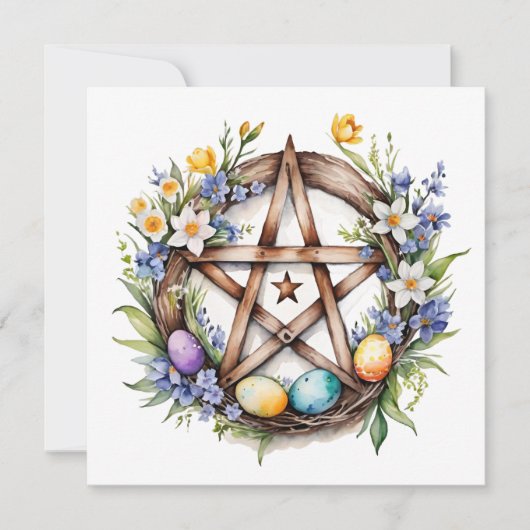 Ostara Star Pentacle Spring Equinox Eostre Wicca Feestdagenkaart (Voorkant)