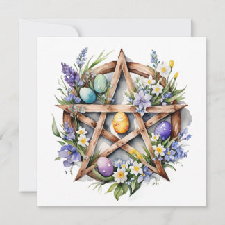 Ostara Ster Pentakel Lente Equinox Eostre Wicca Feestdagenkaart