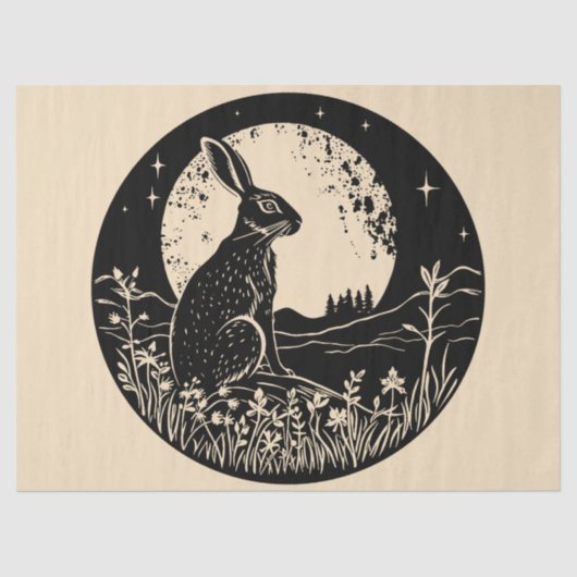 Ostara Wiccan Magic Hare Silhouette Decoupage Tissuepapier (Voorkant)