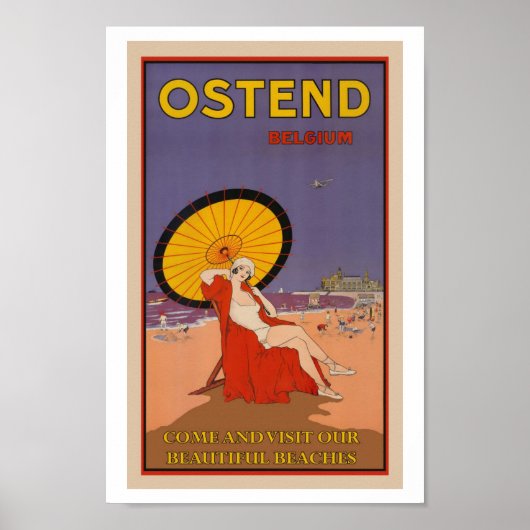 Ostend, België Vintage Travel Poster (Voorkant)