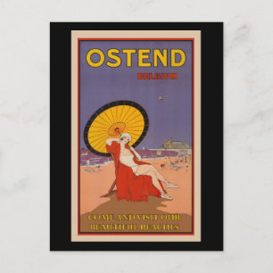 Ostend, Belgisch poster van vintage, Briefkaart