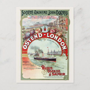 Ostend - London Belgium Vintage Poster 1900 Briefkaart