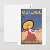 Ostende Belgique Travel Poster Briefkaart (Voorkant / Achterkant)