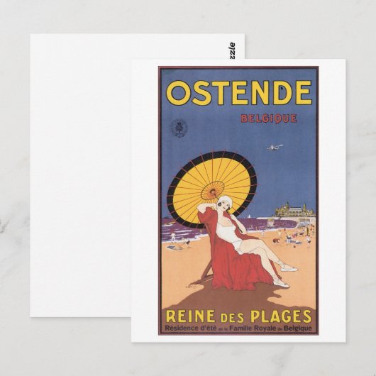 Ostende Belgique Travel Poster Briefkaart (Voorkant / Achterkant)