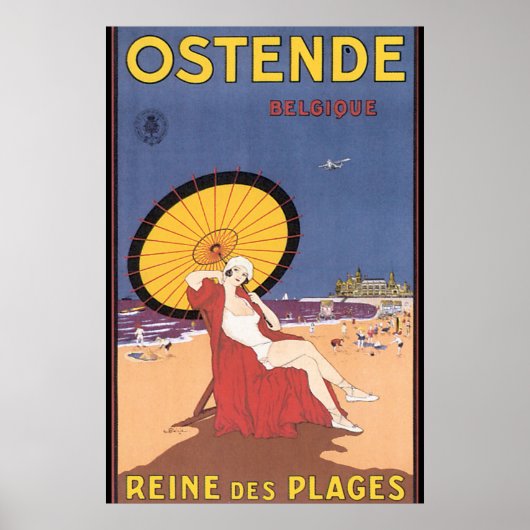 Ostende-Belgique Vintage Travel Poster (Voorkant)