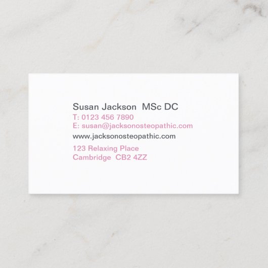 Osteopathisch Visitekaartje (Achterkant)