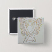 Osteoporose Bewustheid Angel White Ribbon Art Pin Vierkante Button 5,1 Cm (Voorkant /achterkant)
