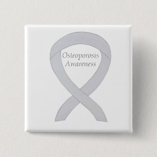 Osteoporose Bewustheid White Ribbon Custom Art Pin Vierkante Button 5,1 Cm