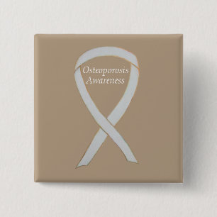 Osteoporose Bewustheid White Ribbon Custom Art Pin Vierkante Button 5,1 Cm
