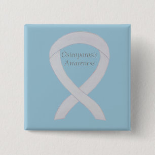 Osteoporose Bewustheid White Ribbon Custom Art Pin Vierkante Button 5,1 Cm