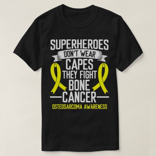 Osteosarcoma Awareness Yellow Ribbon Fighter Bone T-shirt (Design voorkant)