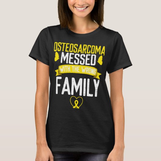 Osteosarcoma Bone Cancer Yellow Ribbon Awareness T-shirt (Voorkant)