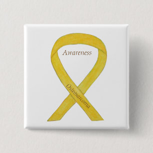 Osteosarcoma Geel bewustzijn Aangepast lint Vierkante Button 5,1 Cm