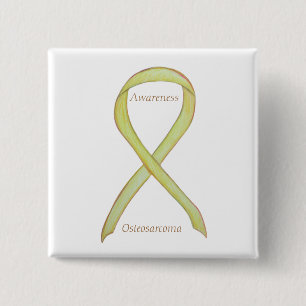 Osteosarcoma Geel bewustzijn Aangepast lint Vierkante Button 5,1 Cm