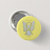 Osteosarcoma Geel bewustzijn Ribbon Angel Pin Ronde Button 3,2 Cm (Voorkant /achterkant)