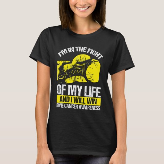 Osteosarcoma kanker Bewustheid Bot Geel lint T-shirt (Voorkant)