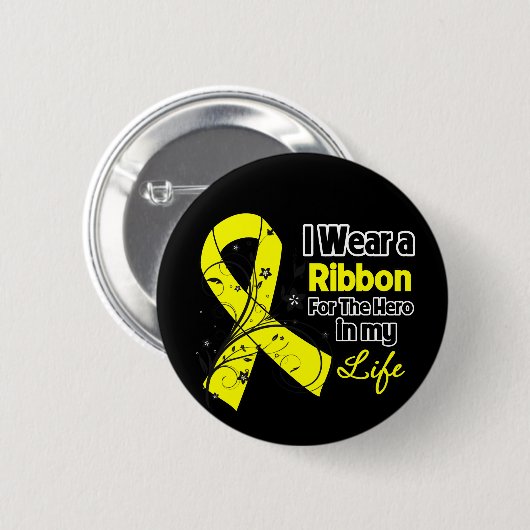 Osteosarcoma Ribbon Hero in mijn leven Ronde Button 5,7 Cm (Voorkant /achterkant)