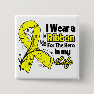 Osteosarcoma Ribbon Hero in mijn leven Vierkante Button 5,1 Cm