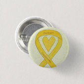 Osteosarcoma Yellow Awareness Ribbon Heart Pin Ronde Button 3,2 Cm (Voorkant /achterkant)