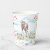 Oster Pappbecher mit Pferd und Osterhase Papieren Bekers (Achterkant)