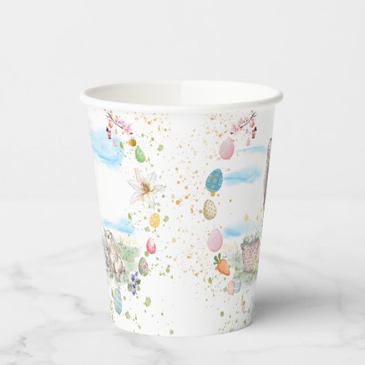 Oster Pappbecher mit Pferd und Osterhase Papieren Bekers (Links)