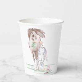 Oster Party mit Pferd und Osterhase, pappgeschirr Papieren Bekers