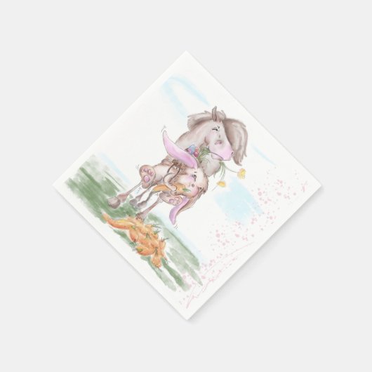 Oster Servietten mit Pferd und Osterhase Servet (Hoek)