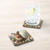 Oster-Untersetzer mit niedlichem Hasen Bier Onderzetter (Rechterzijde)