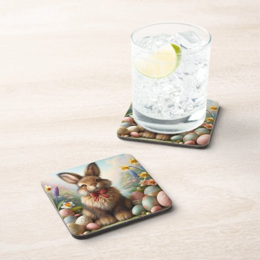Oster-Untersetzer mit niedlichem Hasen Bier Onderzetter (Rechterzijde)