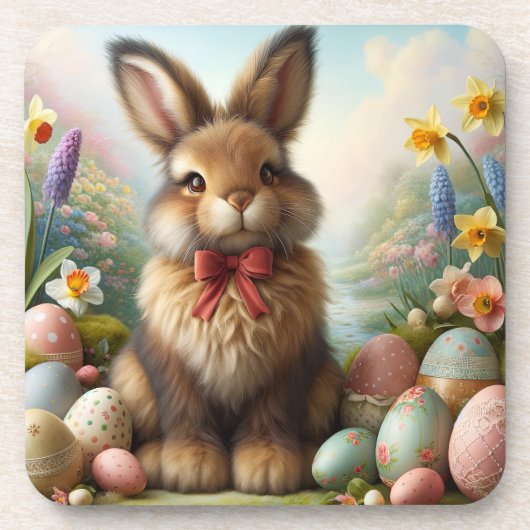 Oster-Untersetzer mit niedlichem Hasen Bier Onderzetter (Voorkant)