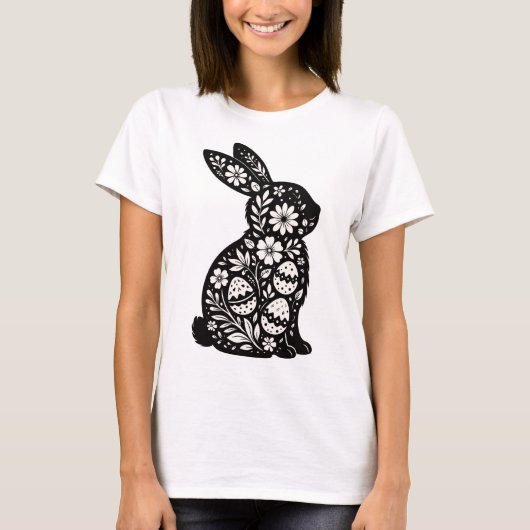 Osterhase Florale Silhouette T-shirt (Voorkant)