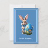Osterhase mit blauer Schleife -  Kaart (Voorkant)