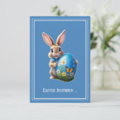Osterhase mit blauer Schleife -  Kaart (Staand voorkant)