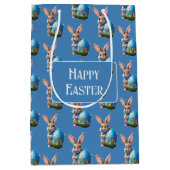Osterhase mit blauer Schleife - Medium Cadeauzakje (Voorkant)