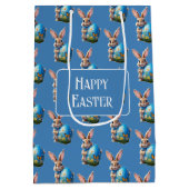 Osterhase mit blauer Schleife - Medium Cadeauzakje (Achterkant)