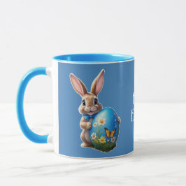 Osterhase mit blauer Schleife - Mok