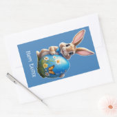 Osterhase mit blauer Schleife - Rechthoekige Sticker (Envelop)